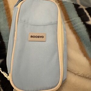 Roosyo Light Blue Crossbody Pouch with Cream Trim